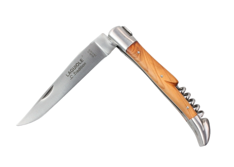 Laguiole Tradition Pocket Knife with Corkscrew- Olive Tree